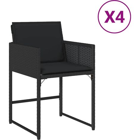Maison Exclusive - Gartenstühle mit Kissen 4 Stk. Schwarz Poly Ra