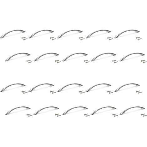 Lot de 20 poignées de meuble Bombay 160mm – Entraxe 128mm – Zamak nickel satiné – Vis M4 incluses – Design moderne (1/5)