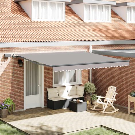 Store banne-Auvent Rétractable Gris clair 400 ×300 cm tissu (1/5)