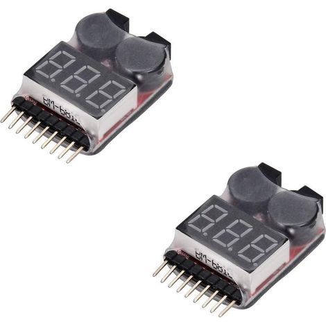 2PCS Monitor de batería Lipo RC, probador Checker con alarma de bajo voltaje y zumbador, con indicador LED para baterías Lipo LiFe LiMn Li-ion de 1-8 S (1/5)