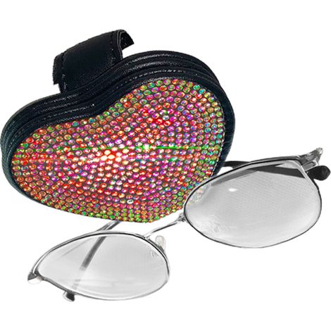 Porte-lunettes voiture visière solaire cœur strass paillettes aimant clip support lunettes fixation ticket carte (1/5)