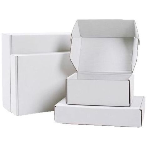 Boîte en carton 25 x 20 x 7 cm , boîte de transport blanche (1/4)