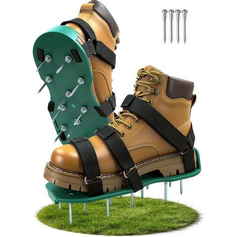 1 Paire Sandales Aérateur Pelouse 13 Pointes Métal Sangles Réglables Jardin Terrasse (1/5)