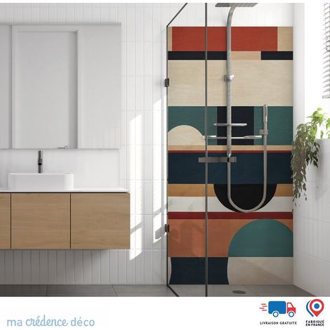 Panneau de douche : Bauhaus et courbes - Couleur Violet bordeaux 4004 - Alu composite - 90 - 245 (1/3)