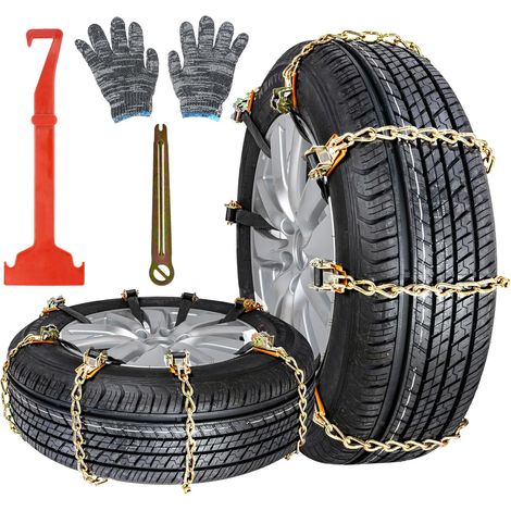 Chaine Neige Universelle 8Pcs Chaînes à Neige pour Auto Antidérapant Chaîne de Pneus Chaînes de Sécurité pour Voitures SUV Truck Fit pour pneus Largeur 165mm-265mm (Serrer la boucle) (1/5)