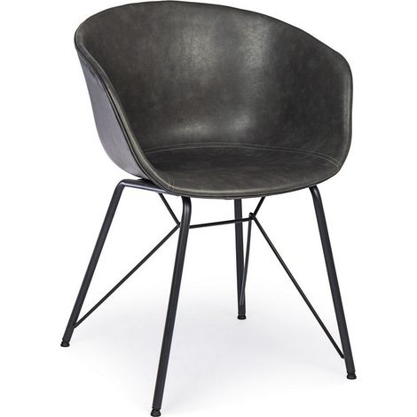 Sedia vintage ecopelle antracite Warhol (1/5)