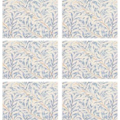 Lot de 6 Sets de table, design branche d'osier, couleur bleue, matériau résistant et lavable, pour repas quotidiens et fêtes (1/5)