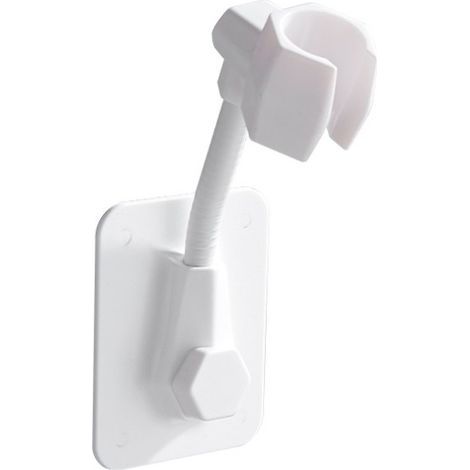 Supporto universale bianco per doccia, supporto per soffione doccia a parete, staffa regolabile in ABS, non richiede foratura, autoadesivo, impermeabile. (1/5)