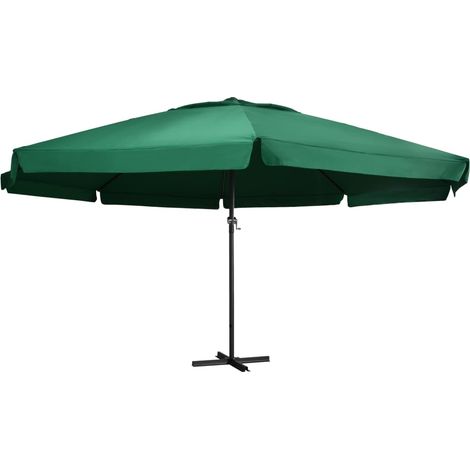 Sombrilla de exterior con mástil de aluminio 600 cm verde 020008242 (1/5)
