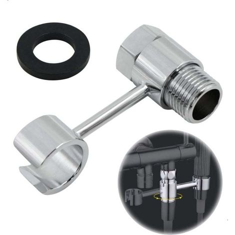 360° Support de Douche Sans Perçage - Pommeau Douchette Réglable, Raccordement 20mm éCrou Porte Universel Attache Pomme de Douche, Chromé pour Salle de Bain, Installation Facile