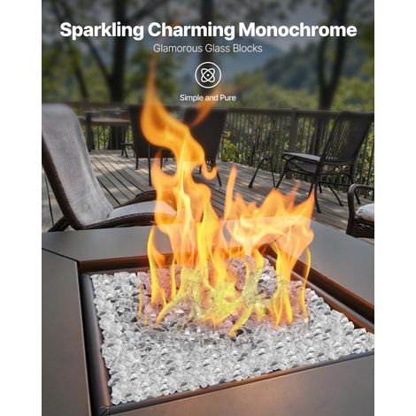 Verre de Feu pour Braséro, 4,5 kg, Pierres en Verre pour Foyer à Gaz, 12,7 mm, Sans Fumée, Réfléchissante, Pierres Décoratives Rési… (1/5)