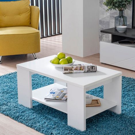 Mesa de Salón Piraino, un Compartimento, Forma Rectangular, Material de Tablero: Madera Noble, 90.5x50.5x41.5h cm Blanco (1/5)
