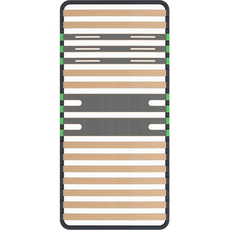Altobuy – Sommier à lattes 90x200 cm – 16 lattes en bouleau multiplis – Structure métal laqué noir – Zone bassin renforcée pour confort optimal (1/6)