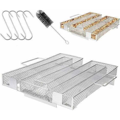 Générateur de Fumée Froide en Acier Inoxydable pour Fumoir Professionelle, Boîte de Fumoir de Granule Fumage Viande Poisson Barbecue Légumes, BBQ, avec Brosse de Nettoyage et Crochets(M) (1/4)