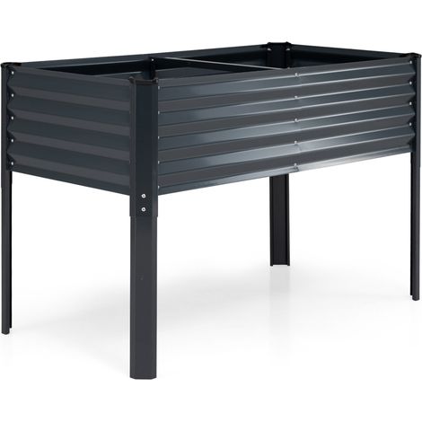 Galvanized Raised Garden Bed with Legs 46" x 24" x 31" Metal Elevated Planter Box-Gray