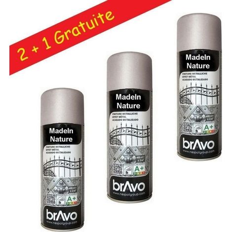 Lot de Bombes de Peinture, Spray Peinture Effet déco, Intérieur et Extérieur, 400 ml, de MadeInNature - Métallisé argent 180207 - Lot de 3. (1/4)