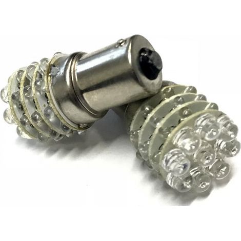 Coppia 2 Lampade Led BA15S 1156 P21W Con 9 F5 Frontale + 27 F3 Laterale Colore Rosso 12V 2W