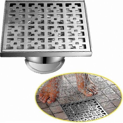 Siphon de sol 20x20cm avec récupérateur de cheveux et bouchon anti-odeurs pour une utilisation extérieure et sous la douche (1/5)