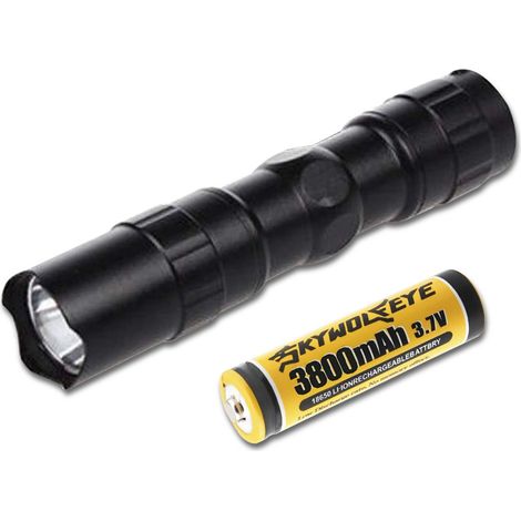 Batterie rechargeable 18650 Skywolfeye 3800mAh haute performance + Lampe torche LED compacte 3W aluminium étanche - Kit d'urgence camping et voyage (2 pièces) (1/4)