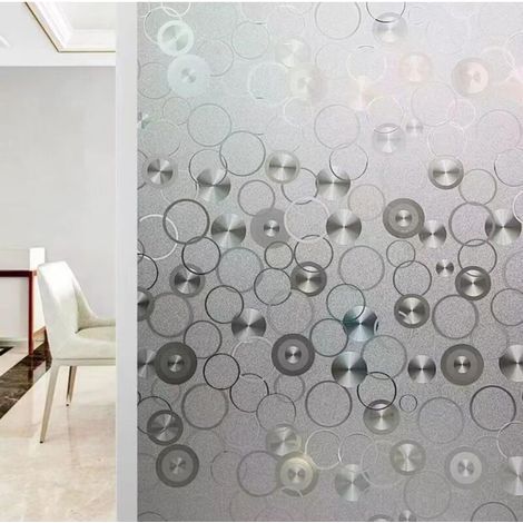 [JAMAIS UTILISÉ] Film opaque pour fenêtre intimité - 60x200 cm - motif petits cercles, Brise-vue mat pour bureaux, salons, cuisines. (1/4)