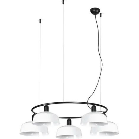 Faro Tatawin Suspension moyenne noire, blanc brillant, 5 ampoules E27