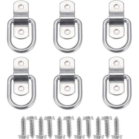 6Pcs D Anneau D'arrimage Anneau d'ancrage de Charge Ancrage de Remorque Anneau D'arrimage Forgé avec 12 Pièces Vis pour Sécuriser la Charge dans Le Camion Remorque (1/5)