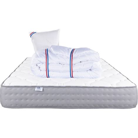 Matelas Zen (20 cm), Couette et Oreiller mousse haute densité, ferme, face été/hiver, 90x190cm (1/4)