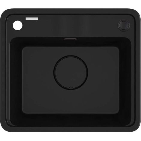 Évier de cuisine encastrable en granit, 1 cuve 50 x 44 cm, noir - Mira