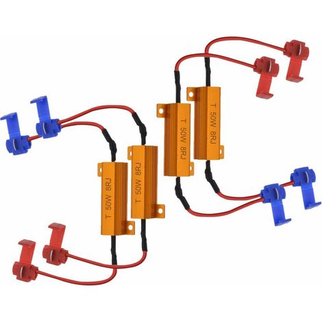 4 resistori di carico LED da 50W 8 ohm, resistori di carico per fari, fendinebbia, decoder LED, indicatori di direzione, filo del decoder, resistore (correzione iperlampeggio, cancellazione avviso)