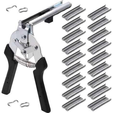 Lot de 601 pinces pour tapisserie, anneaux à clous de type M, clips M, anneaux agrafes pour fixation de clôture, installation de tapisserie, cage à animaux (1/5)