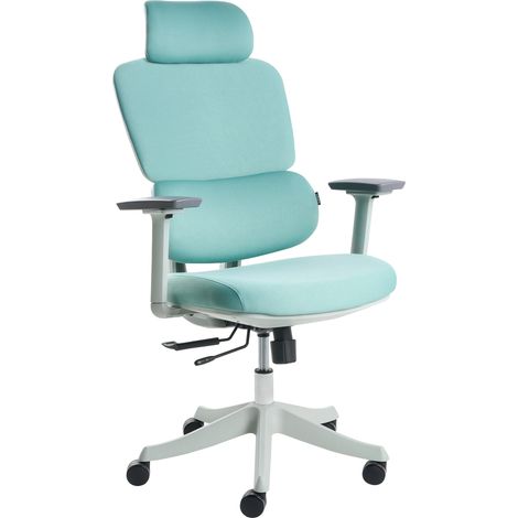 Silla de oficina funcional poliéster reposabrazos y reposacabezas ajustables ajuste deslizante altura asiento base giratoria respaldo basculante verde azulado Viscount