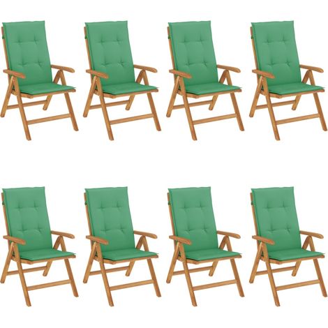 Maison Exclusive - Gartenstühle mit Auflagen 8 Stk. Massivholz Te (1/5)
