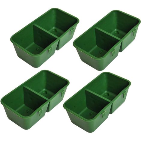 Lot de 15 Gamelles pour Oiseaux en Plastique Vert, Double Compartiment Facile à Utiliser, Mangeoire pour Perruches et Petits Oiseaux en Cage (1/5)