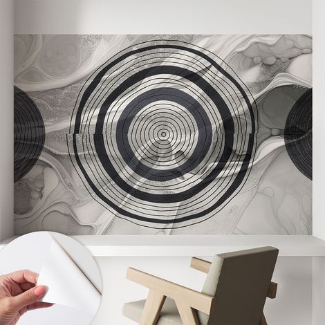 Carta da parati autoadesiva - impermeabile - murale da parete - decorazione murale - Cerchi grigi 104x70 cm (1/5)