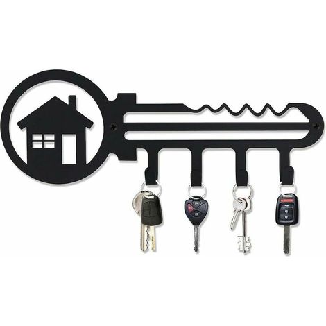 Decorative Wall Mounted Iron Key Rack with 4 Key Hook Organizer