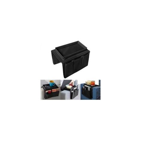 Aufbewahrungstasche für Armlehnen, Aufbewahrungstablett für Sofas, Aufbewahrungstasche mit mehreren Fächern für Handys, Zeitschriften, Snacks, Gläser, Tassen, Fernbedienungen, Tablets und Becher (schw (1/4)