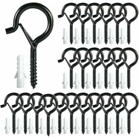 25-teiliges Set Schraubhaken – Rostfreier Stahl 55 x 25 mm – Mit Dübeln für einfache Montage – Zum Aufhängen von Pflanzen und Lampen (1/5)