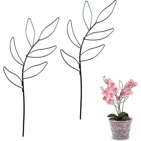 Lntyq Pflanzenstütze für den Innenbereich, Pflanzenstütze für Kletterpflanzen im Innenbereich, Kletterpflanzenstütze aus Metall, verwendet für Monstera, Reben, Topfpflanzen und Blumen, 2 Stück, schwar (1/5)