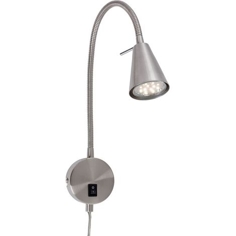 Lampe de lit LED BRILONER LEUCHTEN TUSA, 5 W, 400 lm, IP20, nickel mat, métal, incl., 1x GU10, bras flexible, 45 x 8 x 20,5 cm (1/5)