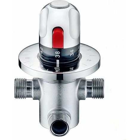 Mitigeur thermostatique en laiton pour lavabo et douche – Température fixe – Filtre anti-impuretés – Installation facile – Argent (1/5)