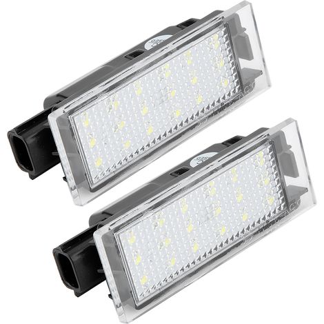 2 Plaques LED Blances pour Voiture Twingo Clio Megane Laguna - Éclairage Immatriculation (1/3)