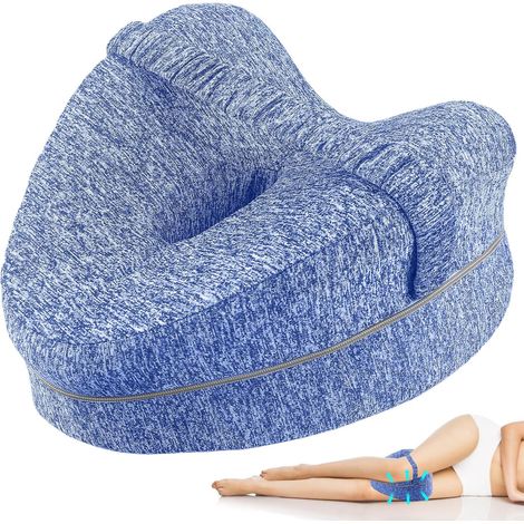 Oreiller pour jambes - Forme de cœur bleu - Oreiller orthopédique pour genoux - Oreiller pour dormir sur le côté - Oreiller pour genoux (1/5)