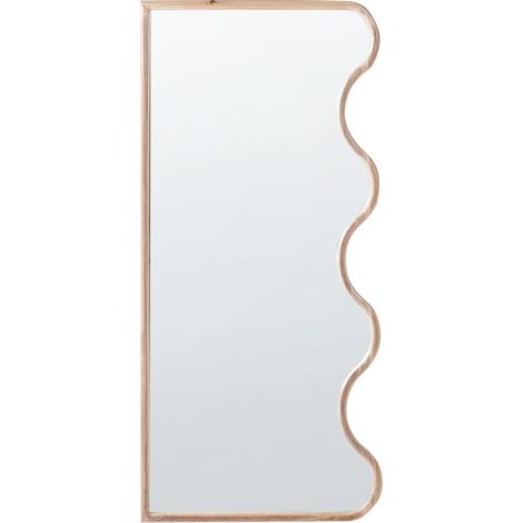 Specchio da parete moderno decorativo appeso 150 x 69 cm Cornice in legno Forma irregolare Legno chiaro Murat