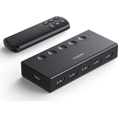 HDMI Switch 4K 60Hz 5 Entrées 1 Sortie Commutateur HDMI 3D HDR CEC avec Télécommande IR Compatible avec 5 4 2 Xbox One 360 TV Stick Box Lecteur DVD Projecteur (1/5)