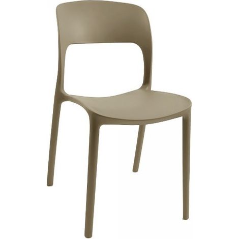 Set 4 Sedia in Polipropilene Vela Impilabili Tortora – Profilo Curvo e Design Essenziale