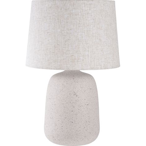 Lampada da tavolo Croft in fiberclay sabbia con paralume in lino