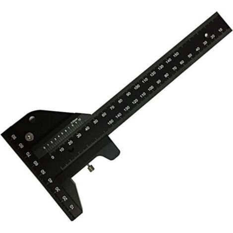 Holzbearbeitungslineal, multifunktionales Markierungslineal für die Holzbearbeitung, T-förmiges Aluminiumlineal, Markierungsgerät, Messwerkzeug von 0–280 mm, präzise Messung bis auf 0,02 mm