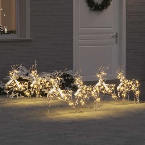LED Rentiere mit 180 LEDs 6 pcs Gold PET