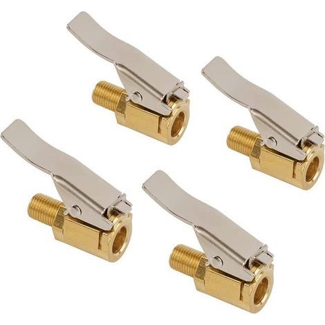 4 Pièce 8mm Adaptateur de Valve de Pneu de Voiture, Air Mandrin Pompe De Gonflage Valve Clip Pince Connecteur Adaptateur, Embout pour Compresseur Laiton Pneumatique, pour Tuyau ø 8 (1/5)