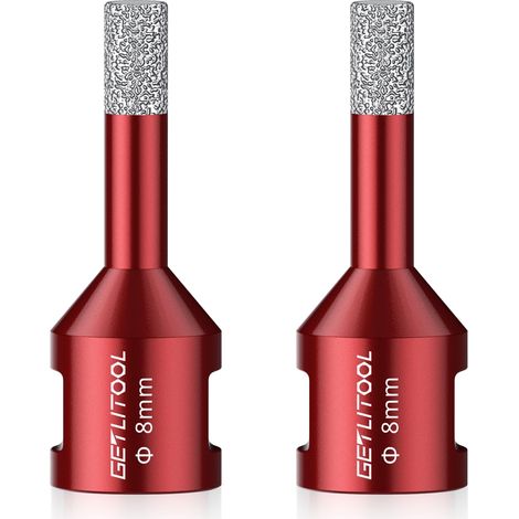 2PCS 8mm Scie Cloche Diamantée,Foret Diamant Carrelage-Rouge (1/5)